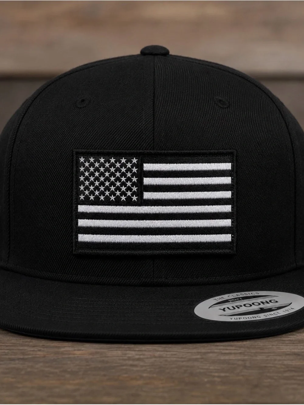 USA Flag Patch Black Snapback with Mesh Backing Trucker Hat